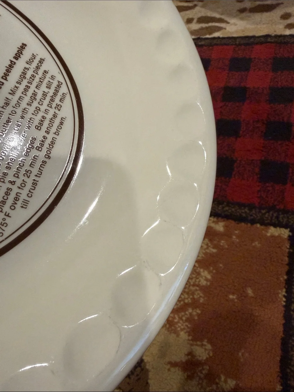 Vintage Sunnycraft recipe pie plate